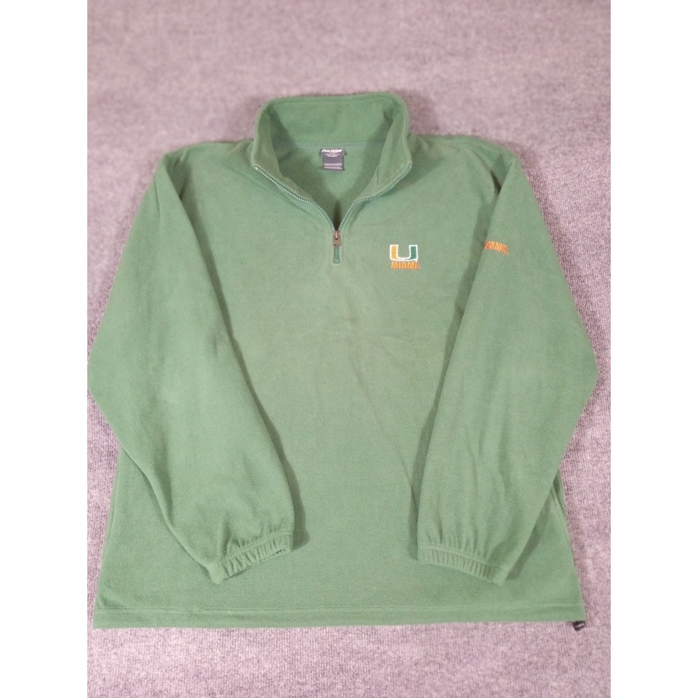 Vintage Pro Edge XL Embroidered Miami Hurricanes Football Fleece 1/4 Zip Jacket